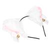 Fluffy Cat Ears Headband Cute Plush Hair Band with Bell for Halloween Cosplay Costume PartyWhite