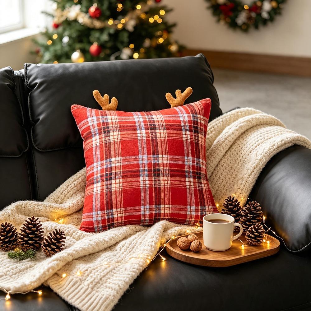 Festive Cushion Pillowslip Plaid Throw Pillow Cover Christmas Pillow Cover  Home Decor