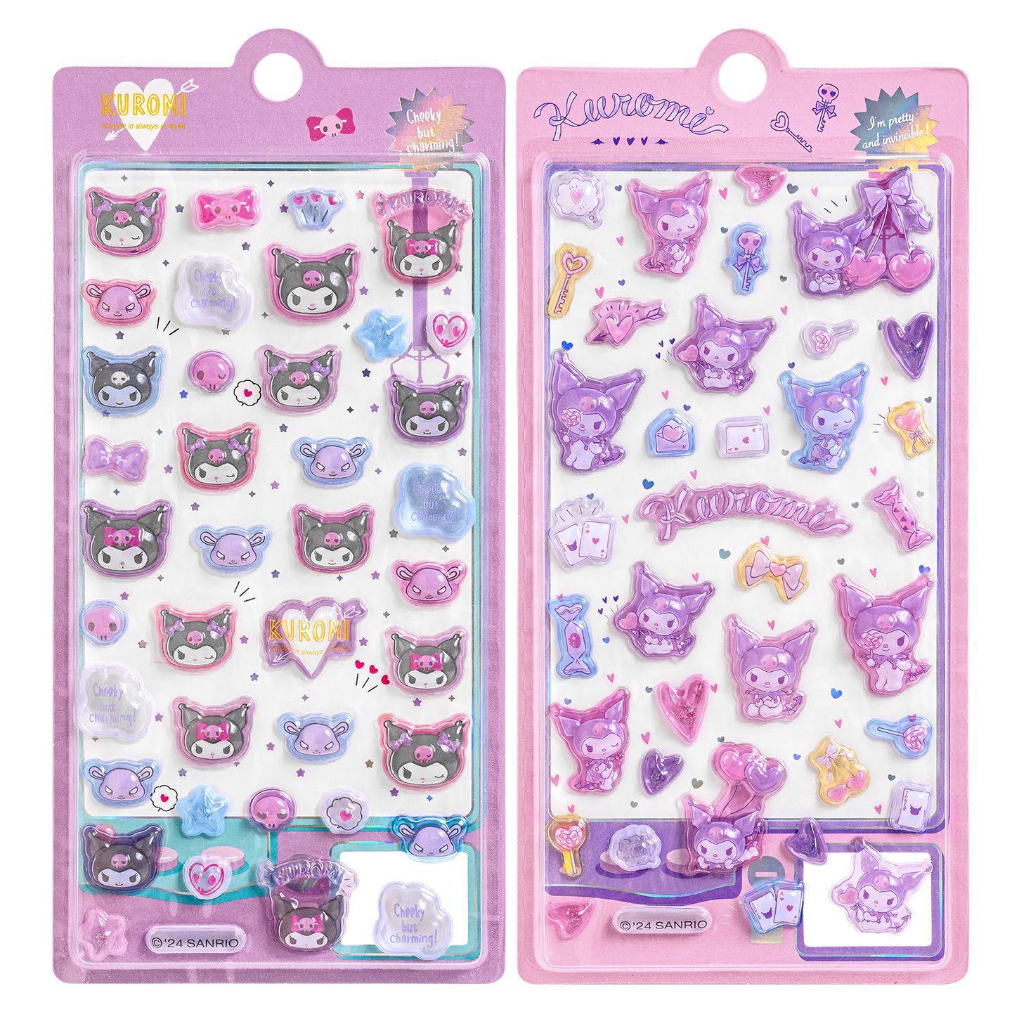 

3D Kuromi Embossed Crystal Sticker for Kids - Sanrio Cartoon Reward & Decoration for Phones and Computers