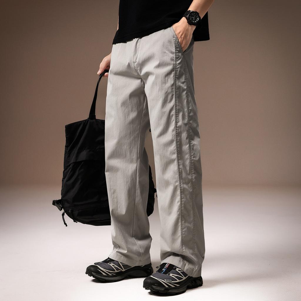High-end Retro Tooling Functional Wind Straight Casual Pants Men's Spring and Summer Tide Brand Solid Color Simple and Versatile Loose Wide-leg Pants