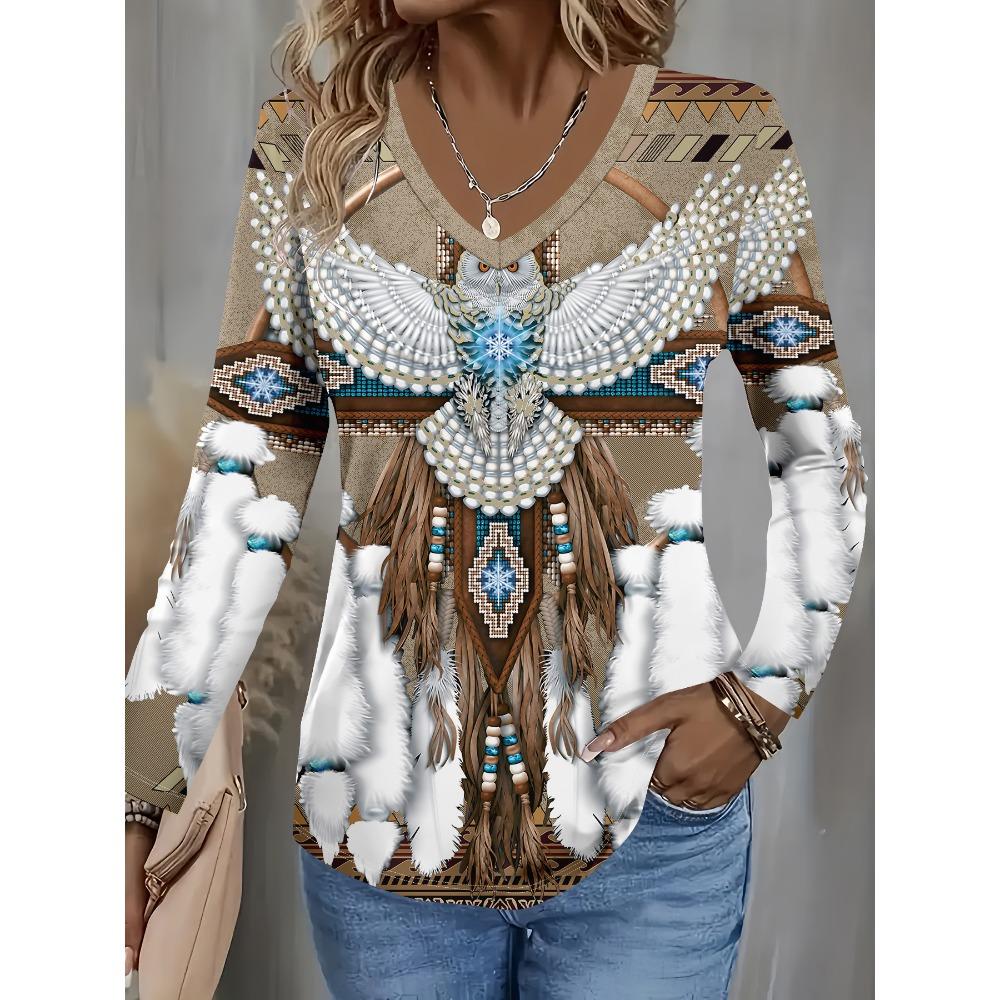 Summer Fashion Women's 3D Printed Long Sleeved T-shirt Clothing