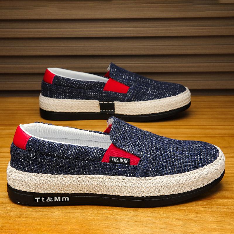 Hot Sale Men's Loafers Linen Breathable Casual Flats Shoes Men Espadrilles Slip-on Canvas Shoes Man Fisherman Driving Footwear