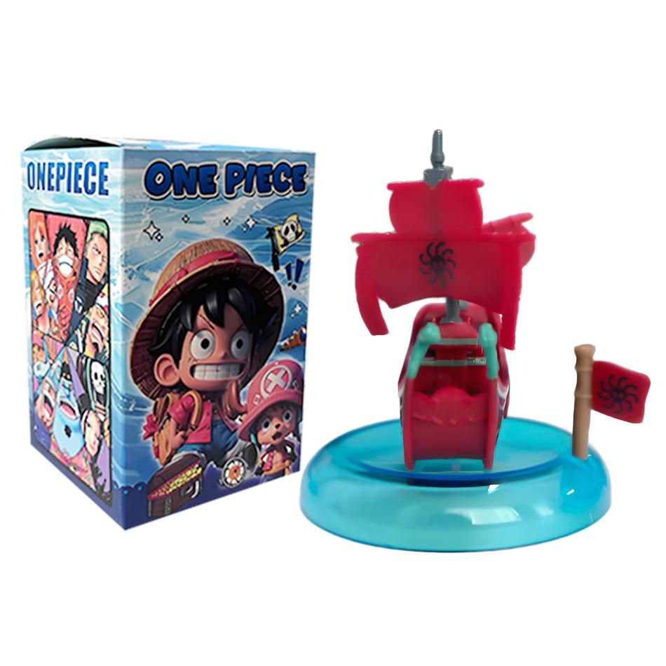 One Piece blind box 1-8pcs Anime Ship Figure Luffy Model Toy kawayi Mini Boat Pirate Ship Navy Going Merry Boat  Assembled Model