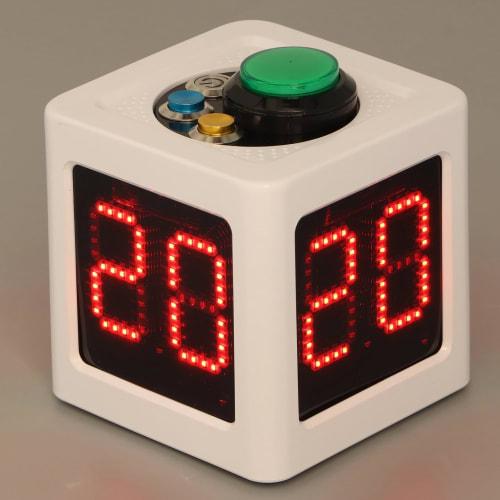 Portable Shot Clock, Board Game Cube Timer, Poker Countdown Stopwatch with Preset Times, Custom Preset Timer with 4-Sided LED Display for Chess Contes
