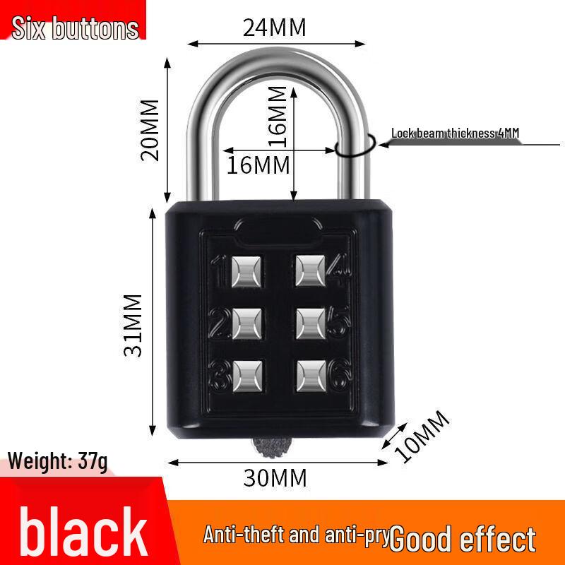 GELEITE Large Combination Padlock Six-Button серебряный