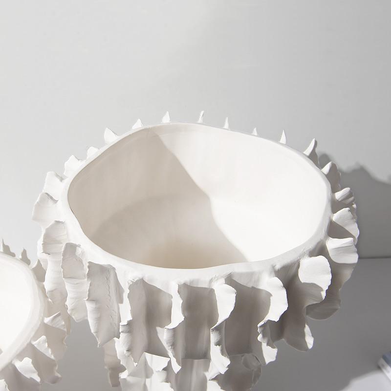 White Thread Lace Ceramic Vase Frosted Abstract Handicraft Ornament Flower Arrangement Accessories Home Decoration Vases Pots