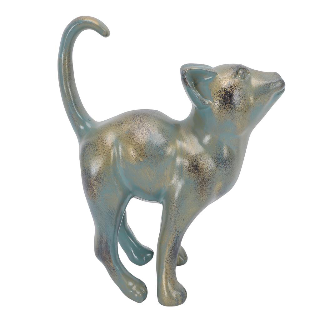 Resin Cat Statue Cute Small Cat Figurine Indoor Outdoor Ornament for Home Yard Lawn Porch Decoration