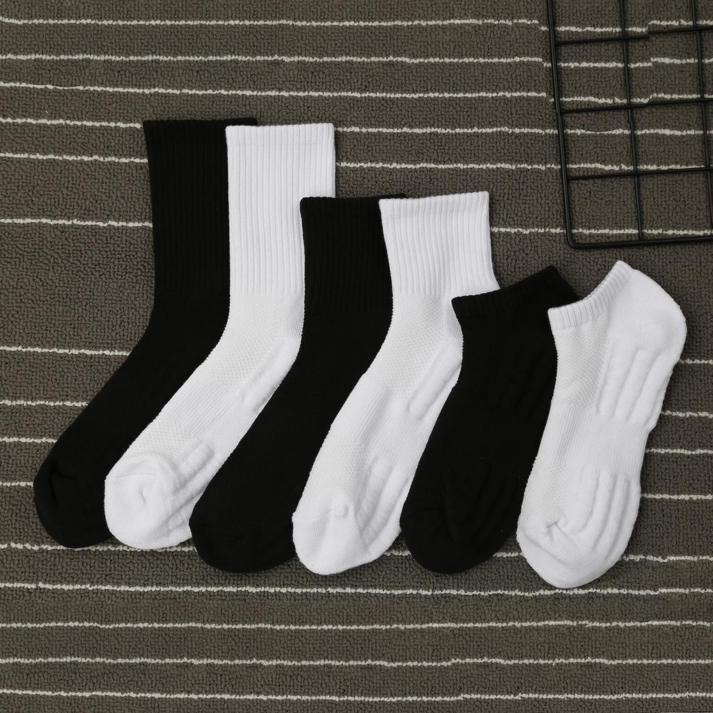 Sports Socks Men'S Stockings Spring And Summer Mesh Breathable Medium Tube Socks Towel Bottom Stockings Sports Basketball Couple, White Socks