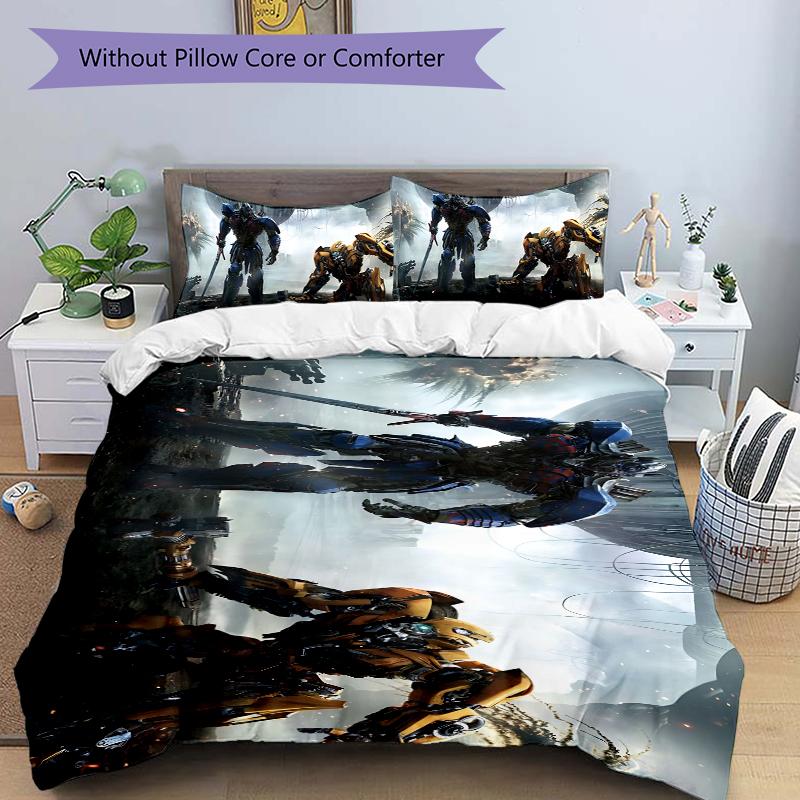 Transformers Cybertronian Warriors Printed 3pcs Bedding Set Soft Microfiber 1 Duvet Cover And 2 Pillowcases Home Bedroom Decor Xmas Gift K1857