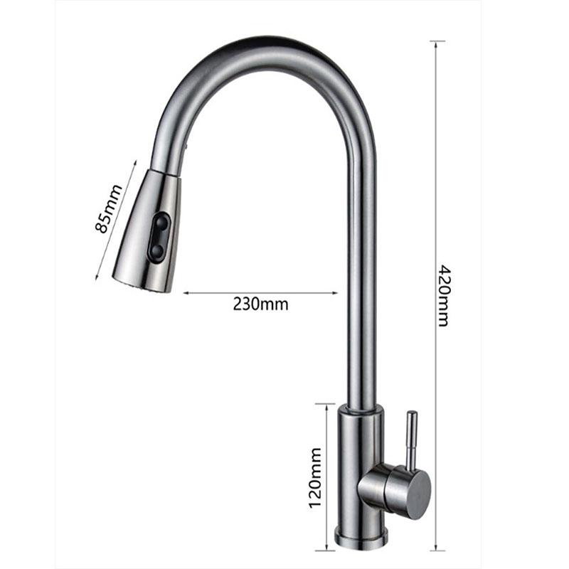 Stainless steel pull-out hot and cold water mixing faucet for kitchen, vegetable sink, washbasin, and bar pull-out faucet