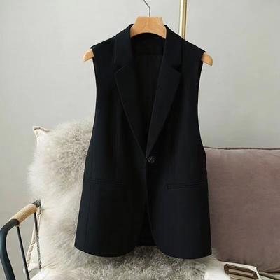 Women Suit Single Button Closure V Neck Lapel Cardigan Mid Length Solid Color Formal Business OL
