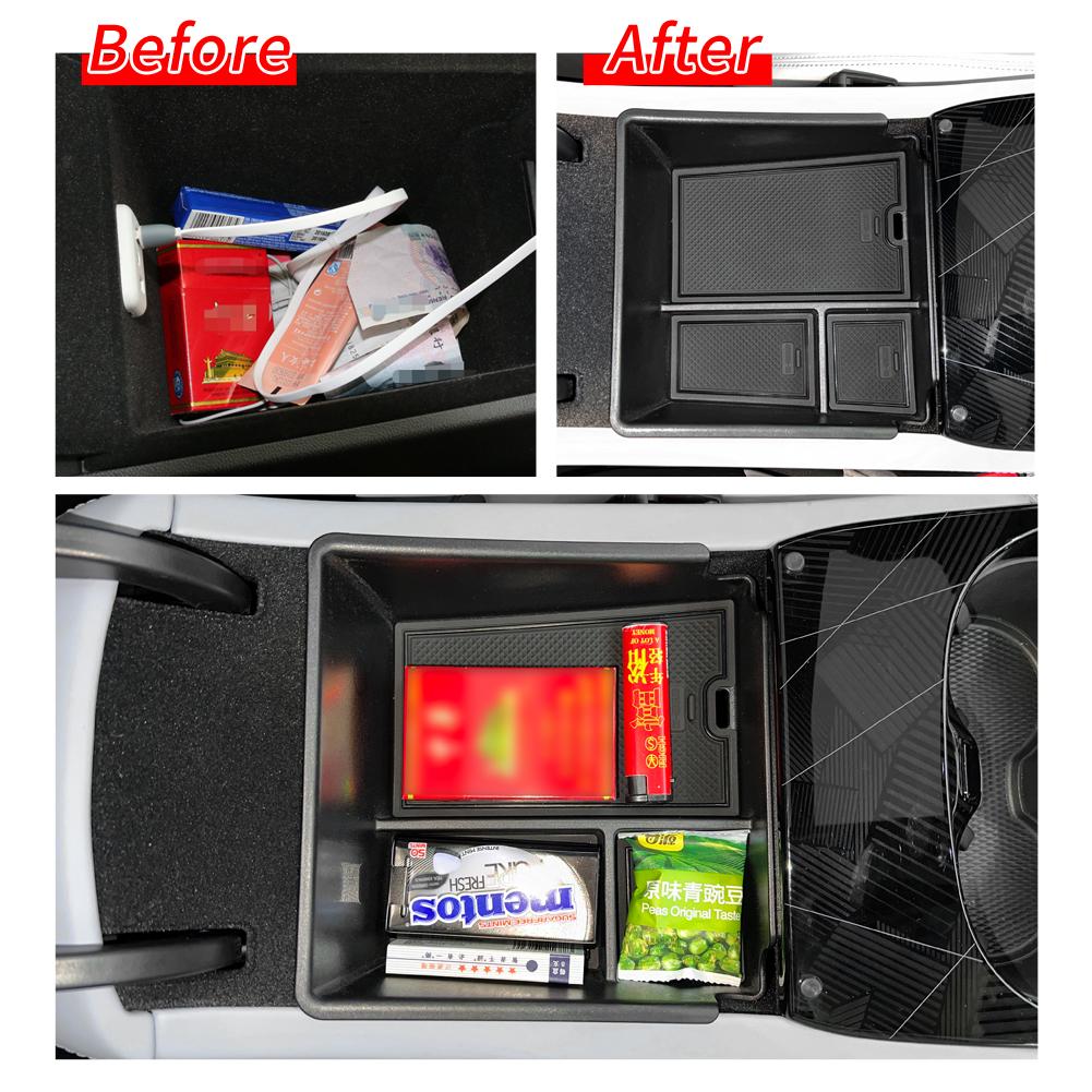 Für BYD Seal EV Mittelkonsolen-Armlehnen-Aufbewahrungsbox Mittleres Fach Organizer Zubehör Aufräumen Schwarz