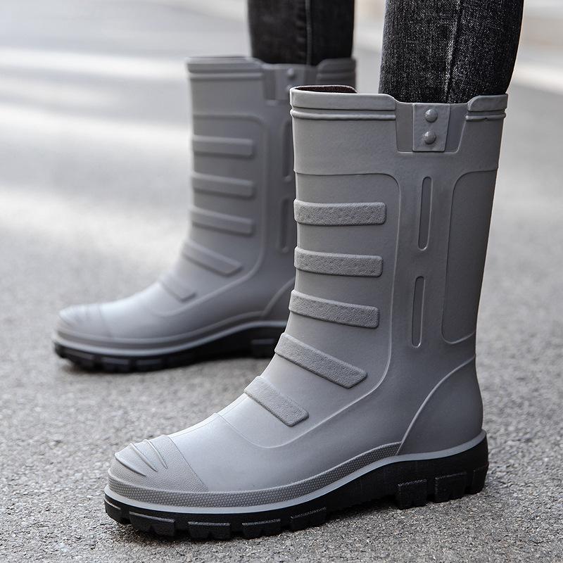 Fashion Unisex Rubber Shoes Men and Women Mid Calf Boots Waterproof Work Safety Rain Boots Fishing Husband Botas Para Lluvia