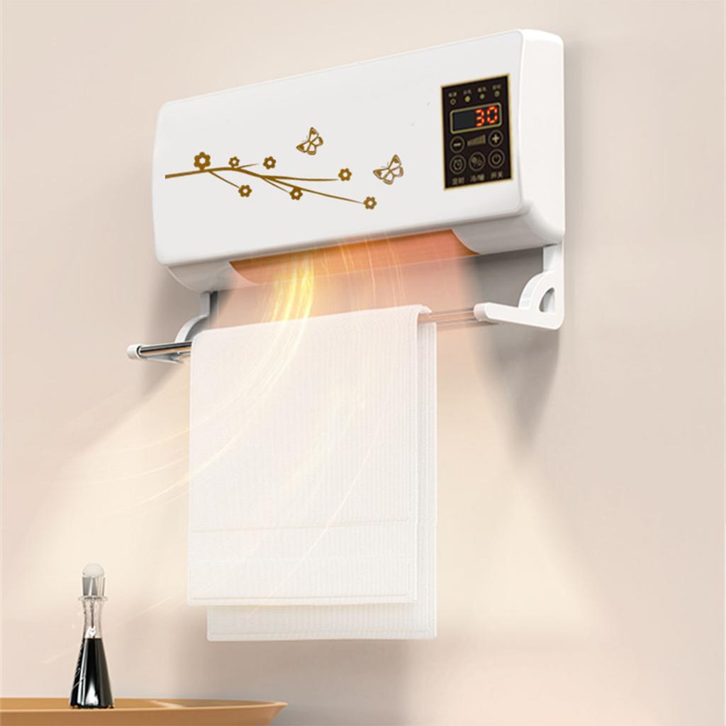 Wall Mounted Heater Remote Control Digital Display with Clothes Hanger Wall Mounted Heating Air Conditioner for Office Garage