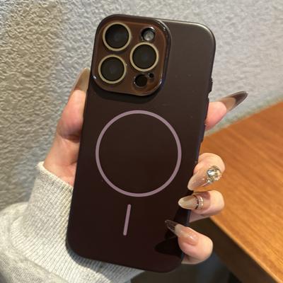 Luxury Hard PC Thin Magsafe Phone Case for iPhone 16 15 14 Plus   Pro Max Glass Camera Protection Magnetic Shockproof Cover