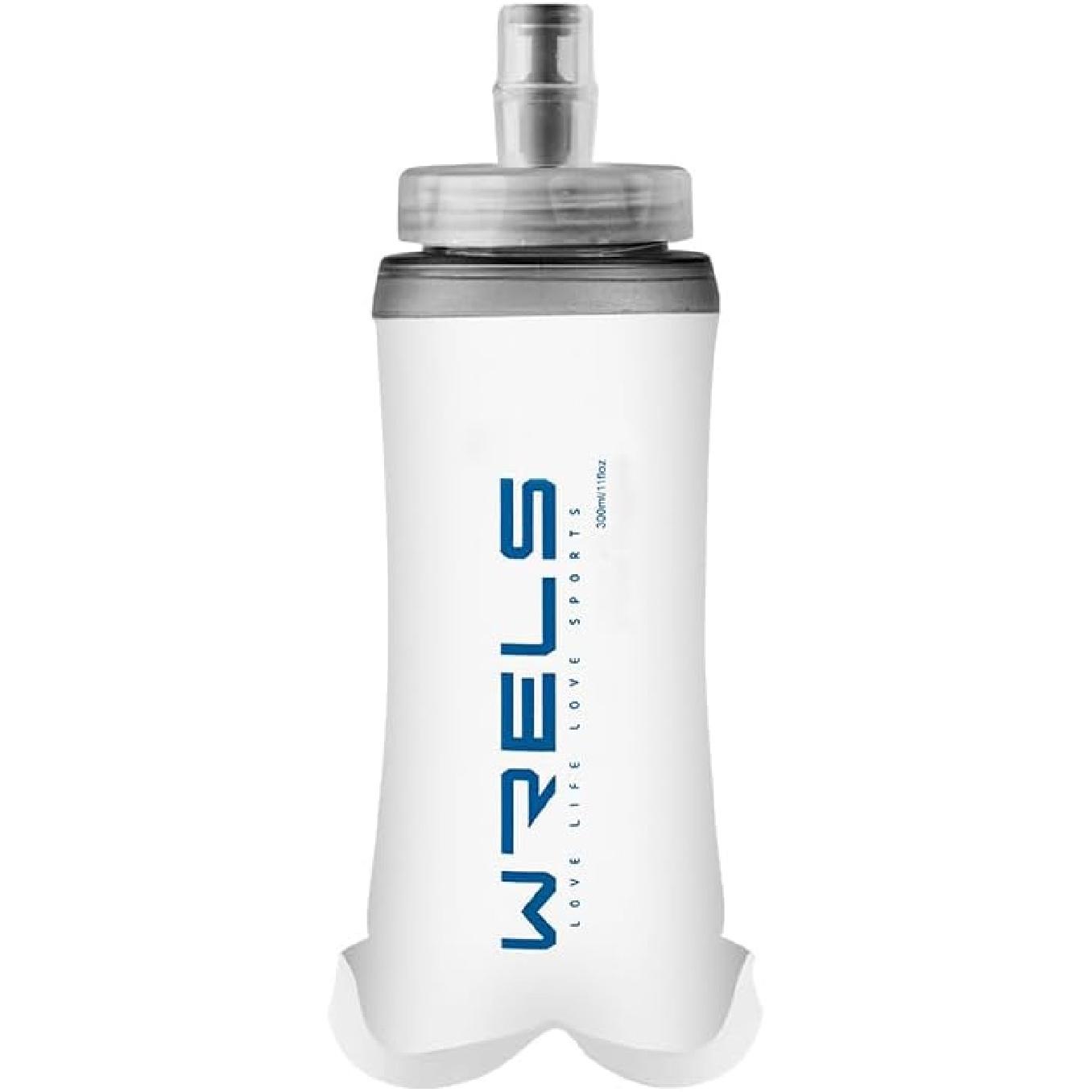 Collapsible Soft Flask Water Bottle for Outdoors,Folding Collapsible Running Flask for Cycling Marathon Trail Race 300ml/10.14oz-Blue