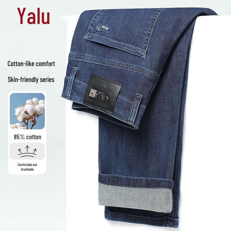 Yalu Men s Comfort Cotton Washed Straight Fit Jeans 40