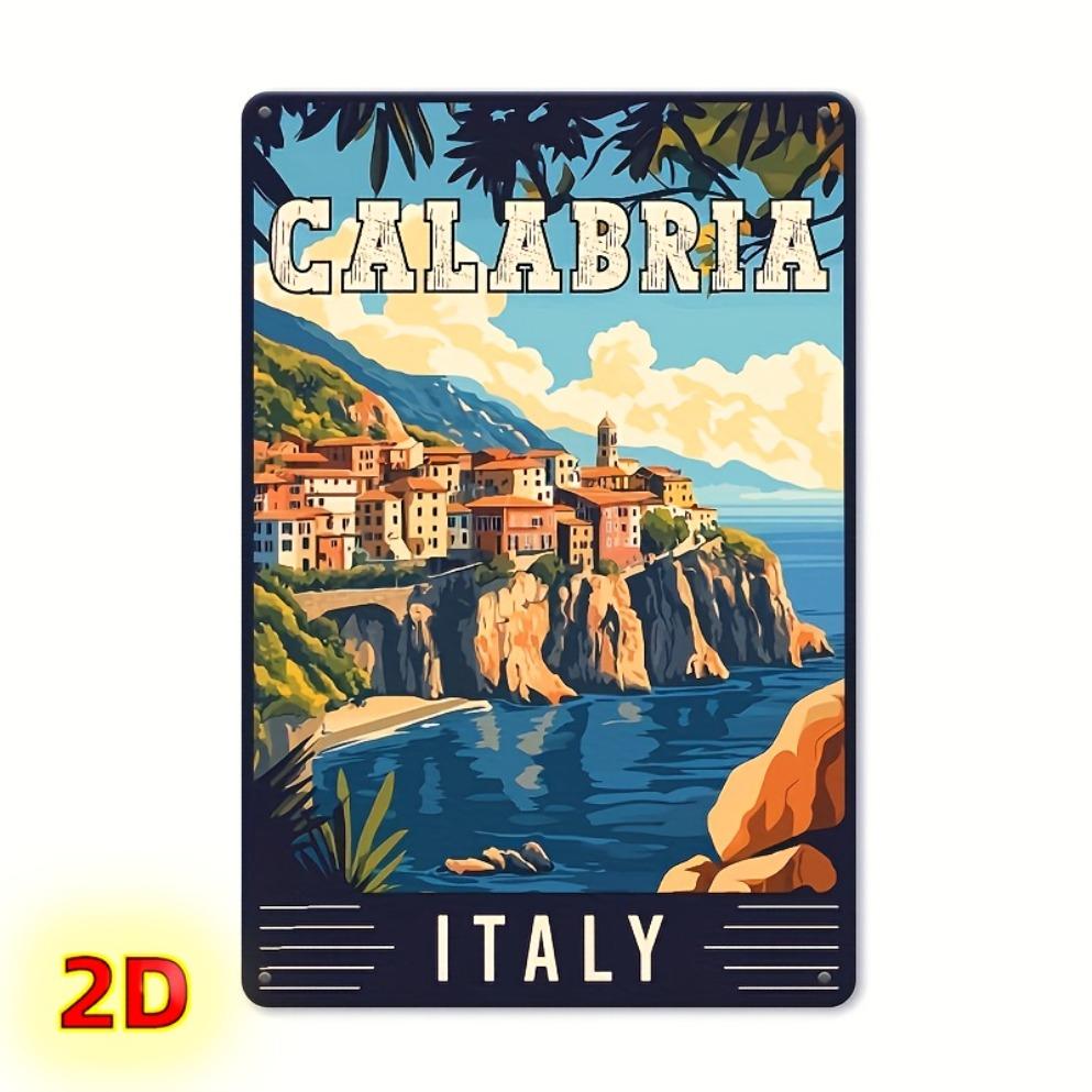

2D1 pc Cabalia Italian metal wall art an Italian coastal landscape painting suitable for roomsbars perfect room decorat 20x30cm