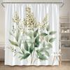 1 pièce Rideau de douche aquarelle botanique, Matériau polyester, Lavable en machine, Avec crochets, Convient pour la décoration de salle de bain