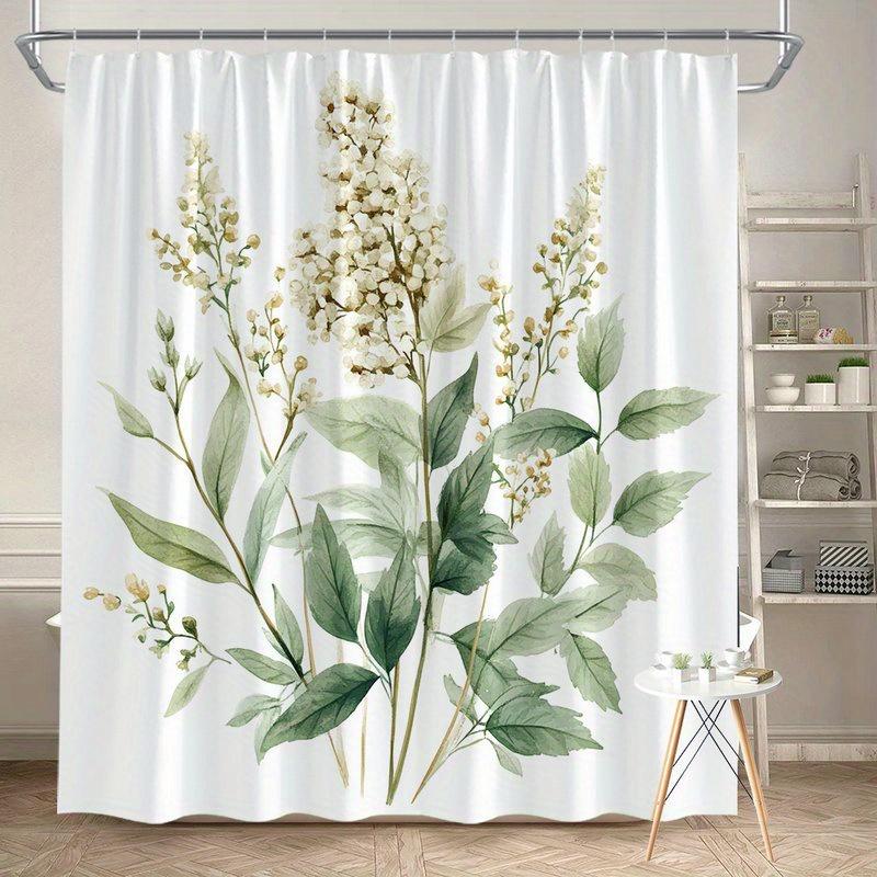 

1Pc Botanical Watercolor Shower Curtain, Polyester Material, Machine Washable, With Hooks, Suitable For Bathroom Decoration W60H190(CM)-1 Pcs