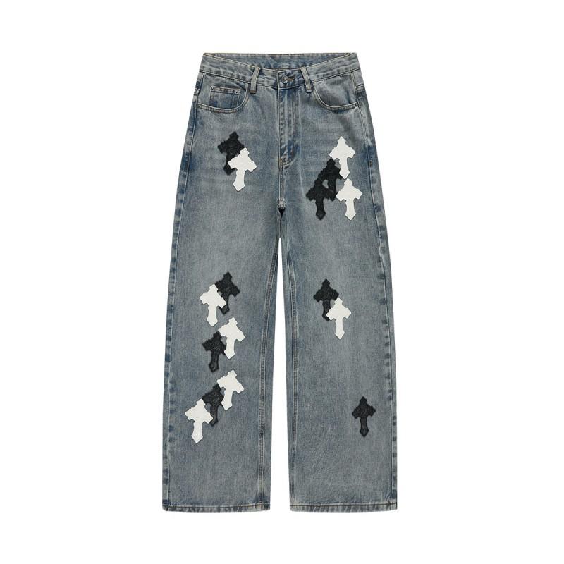 Mens Distressed Straight Fit Denim Jeans