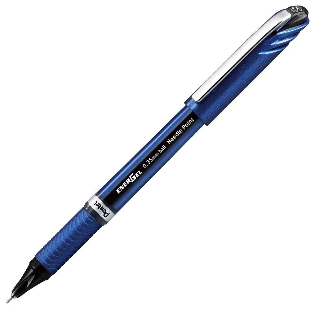 Pentel Gel Ink EnerGel Euro Ballpoint Blue 10 Pens Pen, 0.35mm, Barrel, BLN23-A, Black,