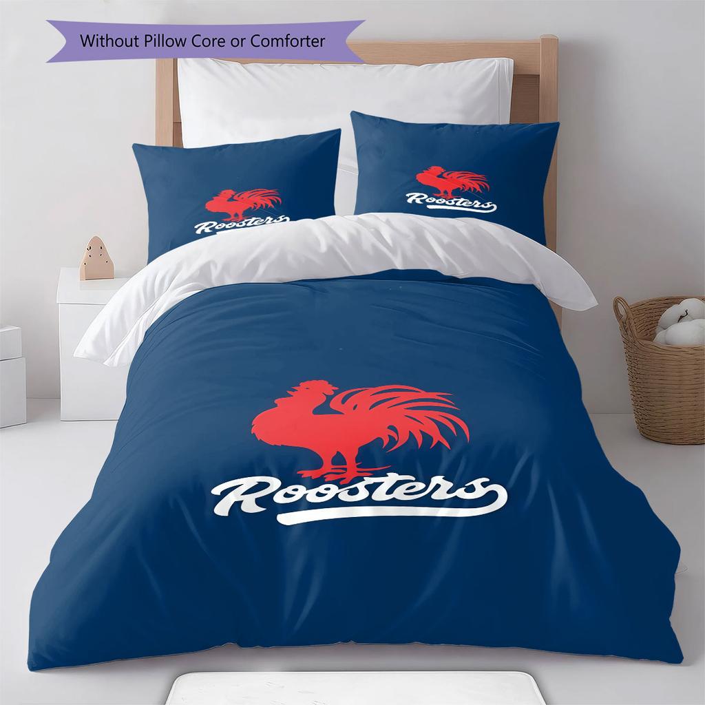 Sydney Roosters Unite Bedding Quilt Set Quilt Cover Pillowcase Home Decoration Birthday Gift (1 * Duvet Cover + 2 * Pillowcase, Without Core)