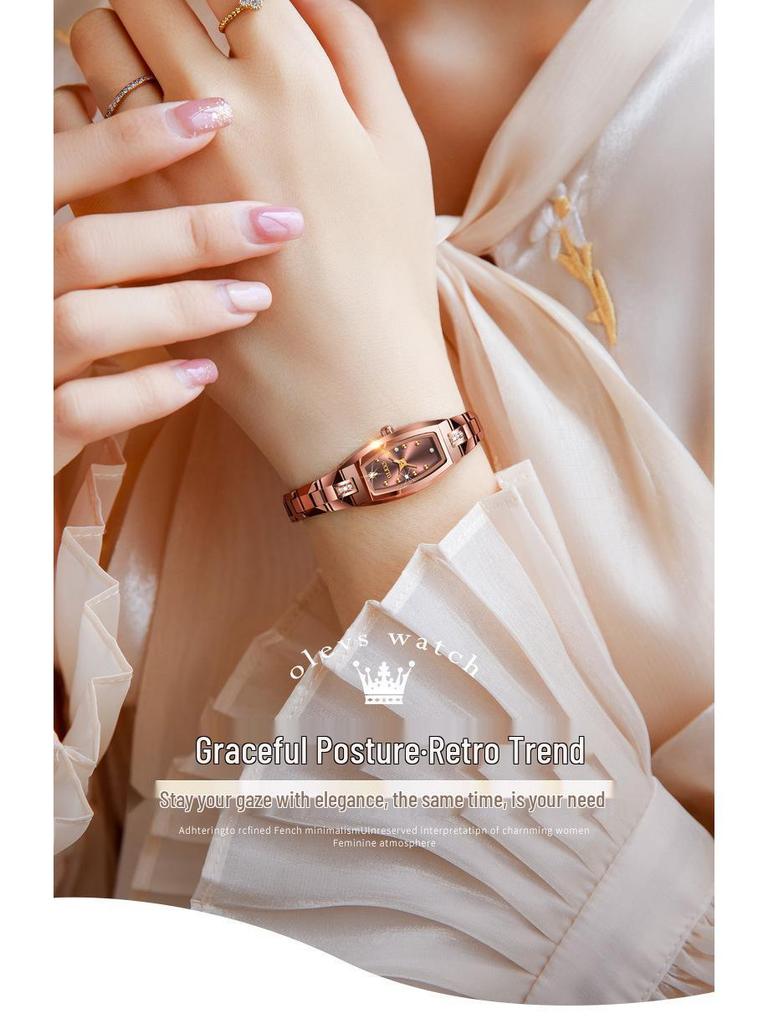 Tungsten Steel Waterproof Women's Watch with Imported Movement - Olis Cross-Border Style