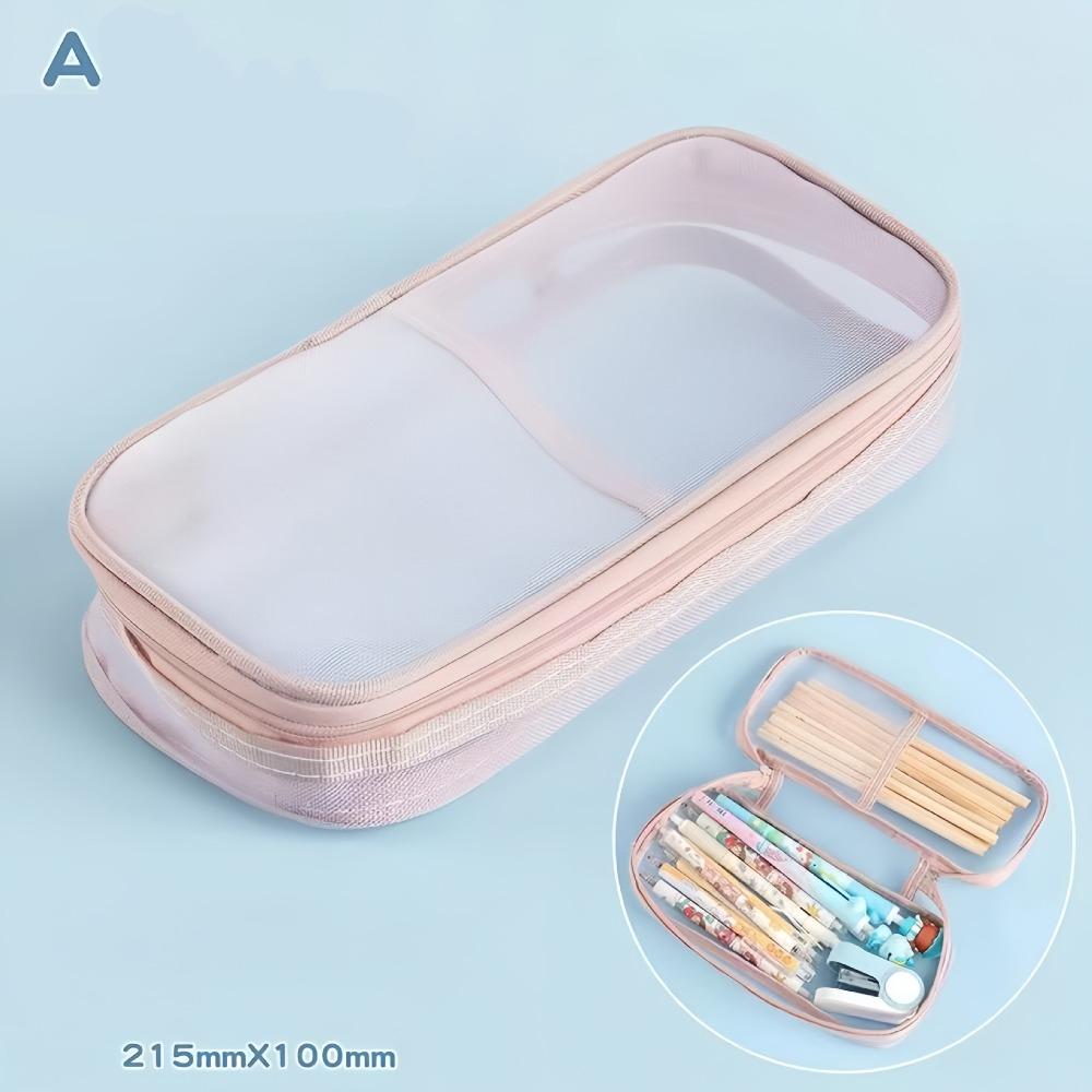 Lightweight Mesh Pencil Case Large Capacity Aesthetic Bag  Student Stationary