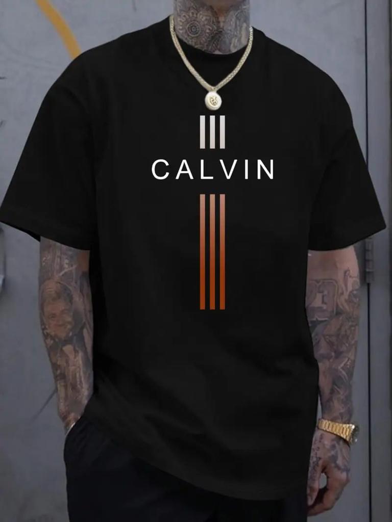 MenTshirt  100 Cotton  Simple Lettered Stripe Design  Comfortable and Casual Shortsleeved Tshirt Suitable for Summer Wear