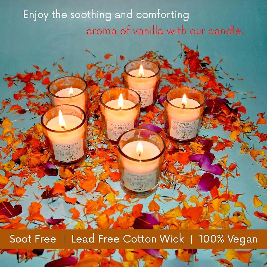 Decor Luxe Vanilla Scented Soy Wax Candles for Home Decor | Fragrance Candles Set of 6,  Each