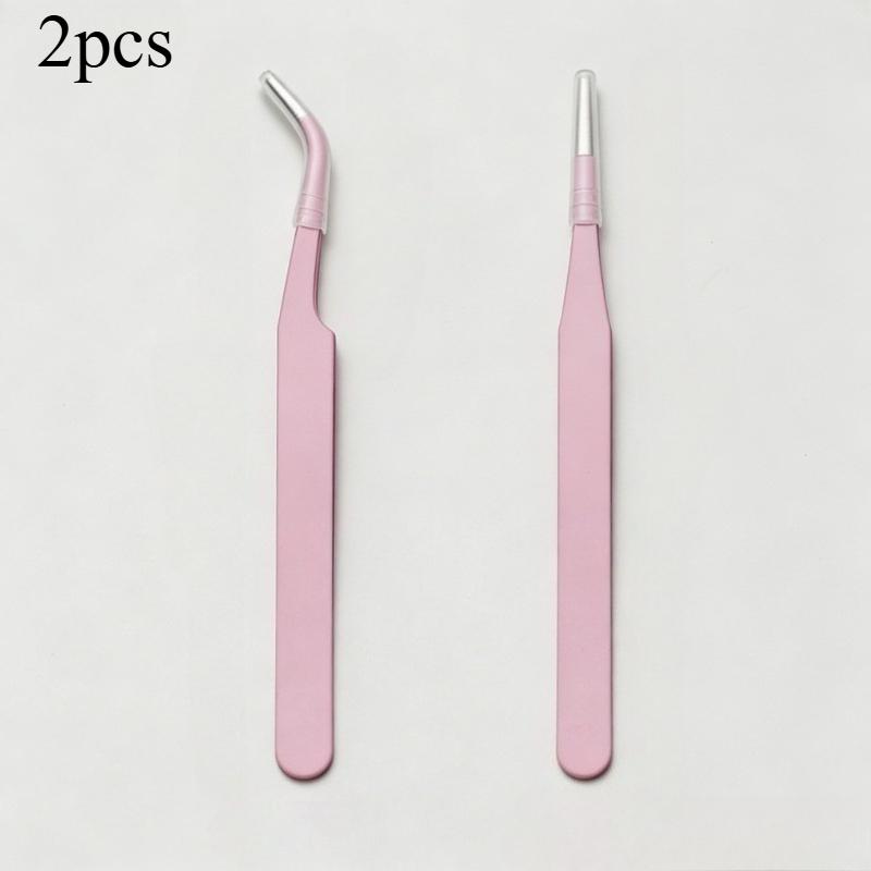 2pcs Stainless Steel Portable Anti-Static Tweezers Colored Tweezer Set Eyelash Extension Beauty Precision Makeup Repair Tools