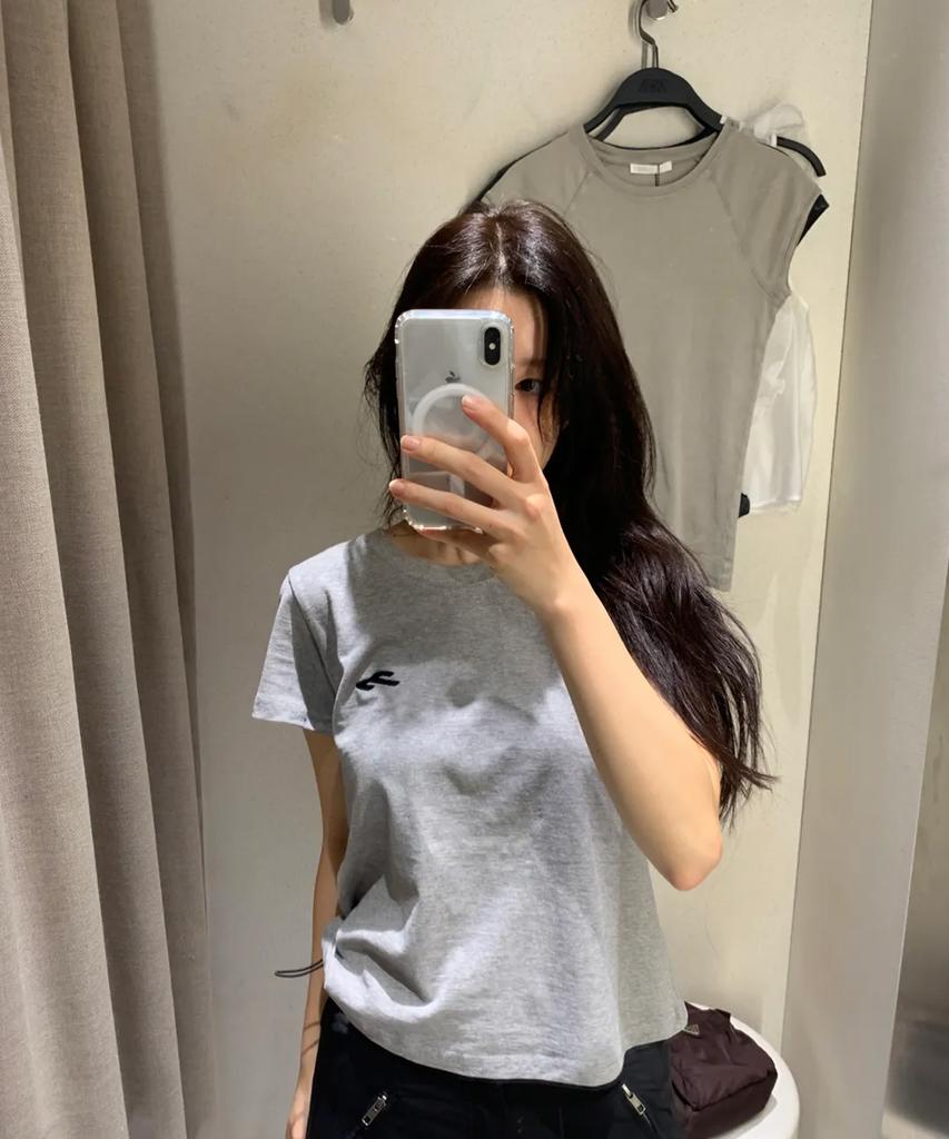 Tansanmageunesyum Horn Applique T-Shirt (Gray)