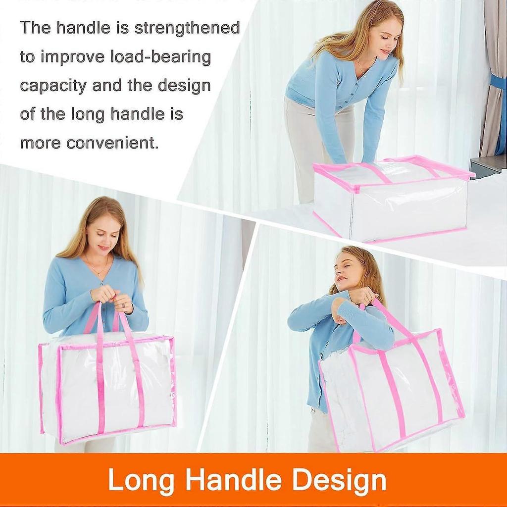 2025 Latest Model  3 Pack Clear Clothes Storage Bag, 40L Zippered Closet