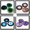 Drink Coaster Agate Round Heat Proof Stone Coaster for Kitchen Dining Table Drinkware