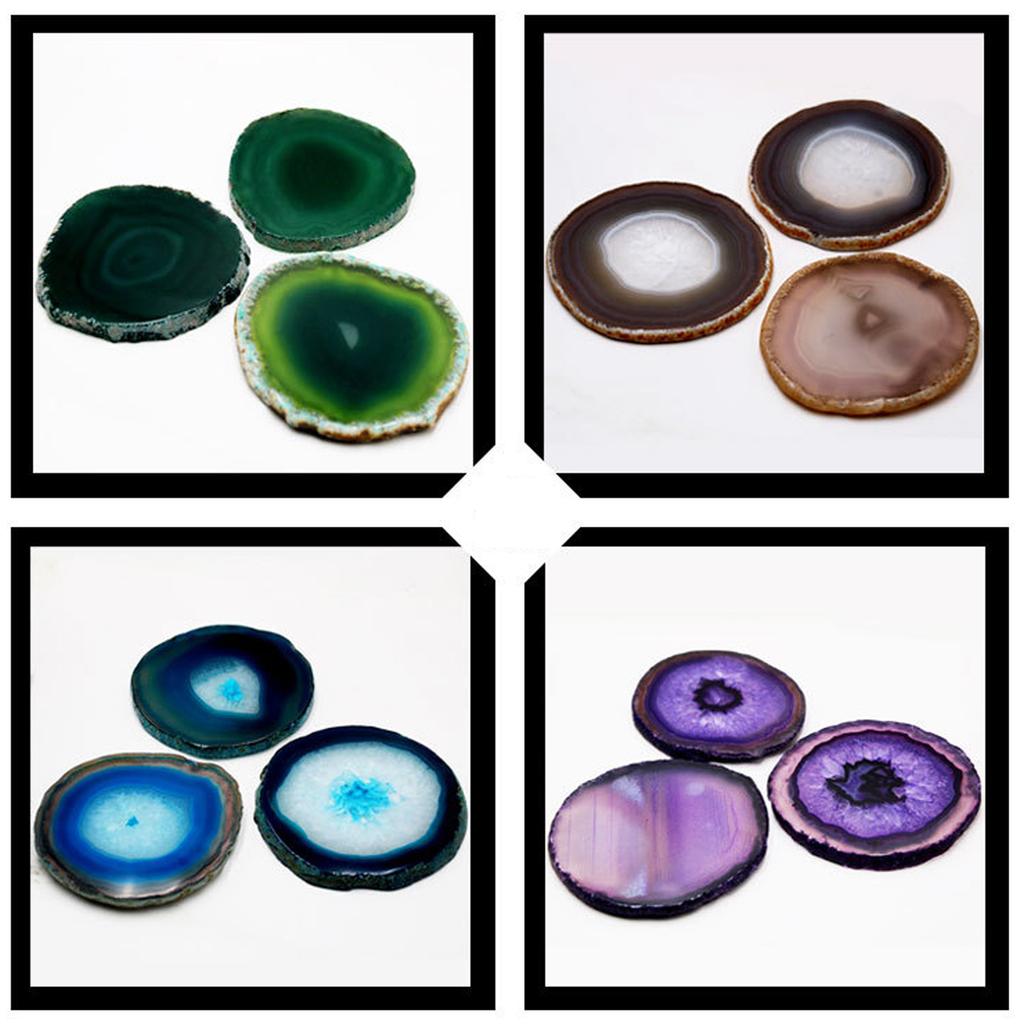 Drink Coaster Agate Round Heat Proof Stone Coaster for Kitchen Dining Table Drinkware