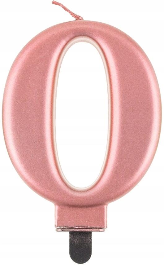 Świeczka Cyferka 0, Różowo-Złota, 8 Cm, 1 Szt.