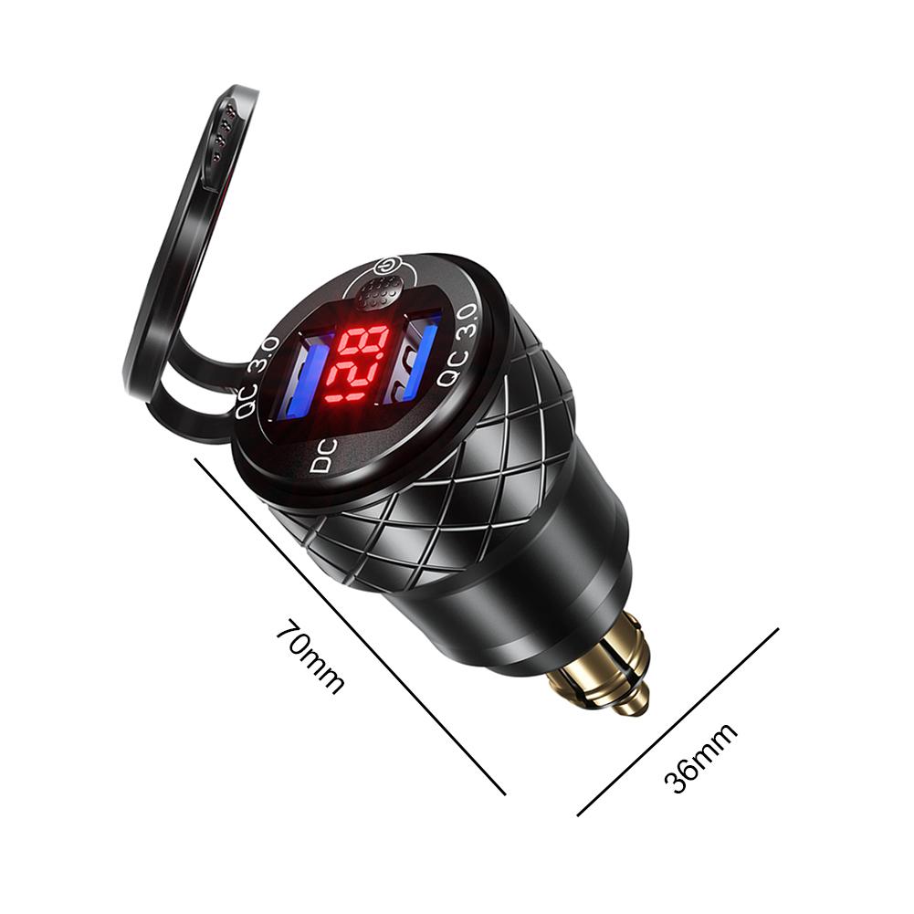 Aluminiumlegierung Dual Auto USB Ladebuchse QC3.0 LED Digitalanzeige Adapter für BMW K1600B F800 GS R1200 RT für DIN Hella Stecker