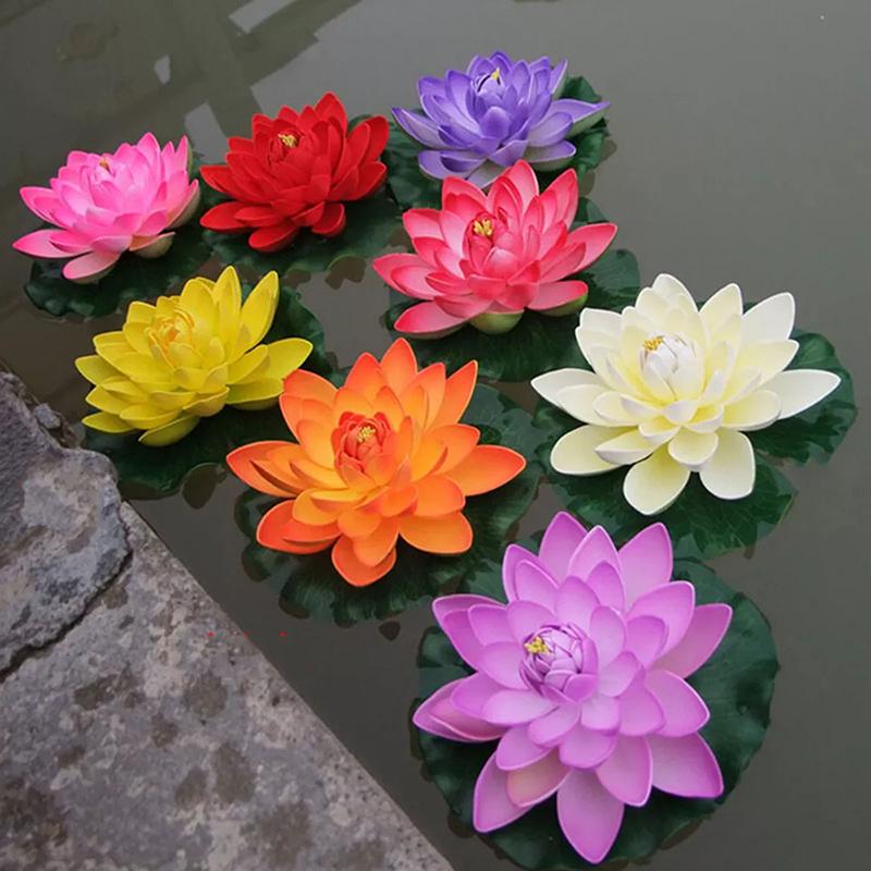 10cm/17cm Lotus Artificial Plantă Falsă Decor Iaz Nufăr Artificial Spumă Plutitoare Lotus Acasă Grădină Acvariu Floare Falsă