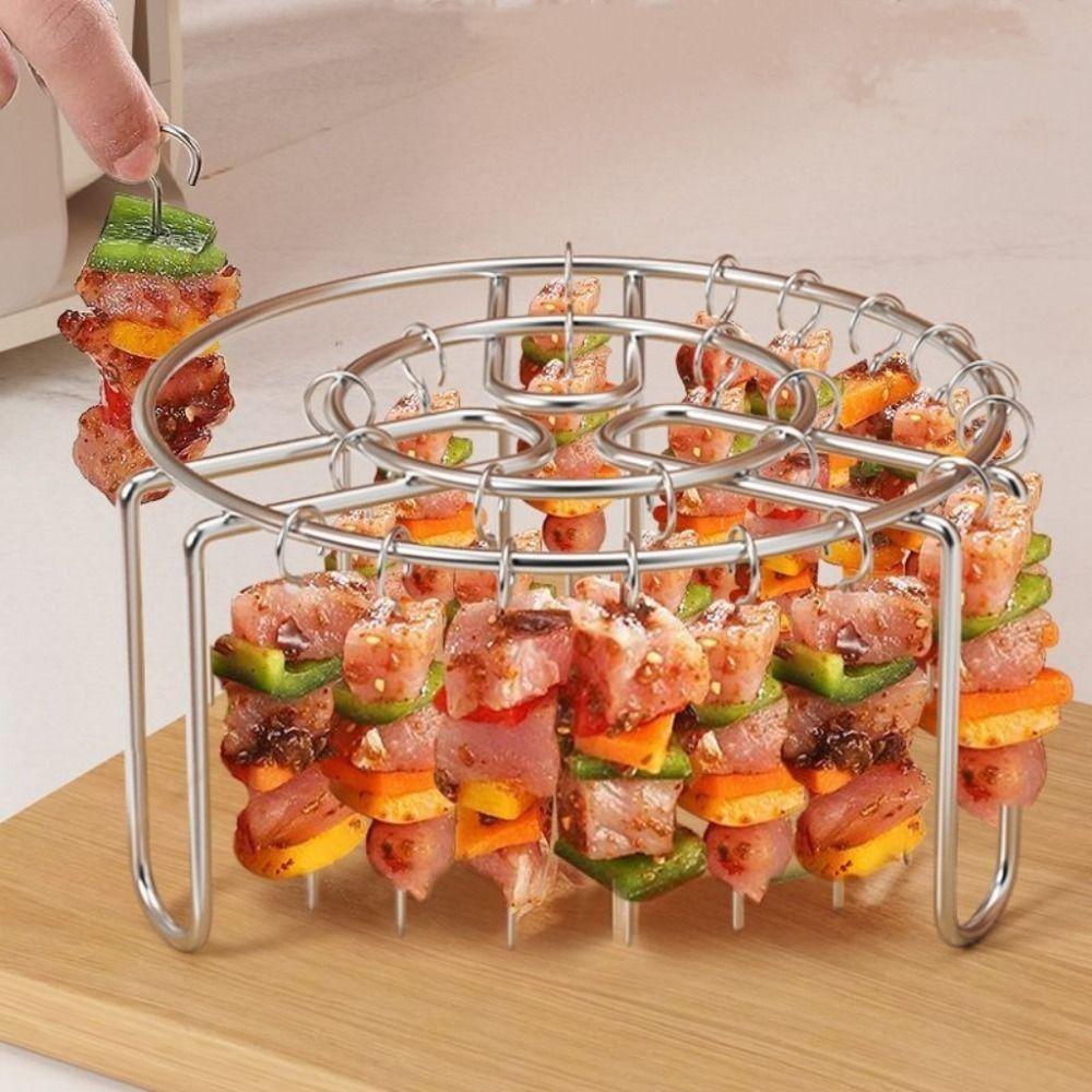 Stainless Steel Skewer Holder Vertical Barbecue Skewer Bracket for Air Fryer Accessory