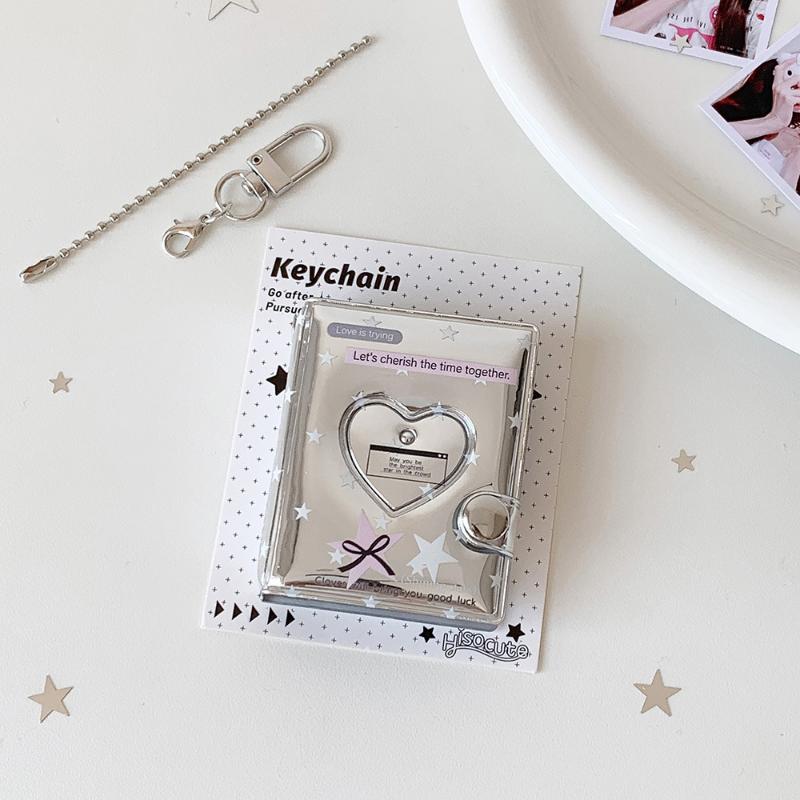 Cute Silver Korean Card Album 2 Inch for Idol Photos Mini Storage Binder for Girls Perfect Collectors Gift