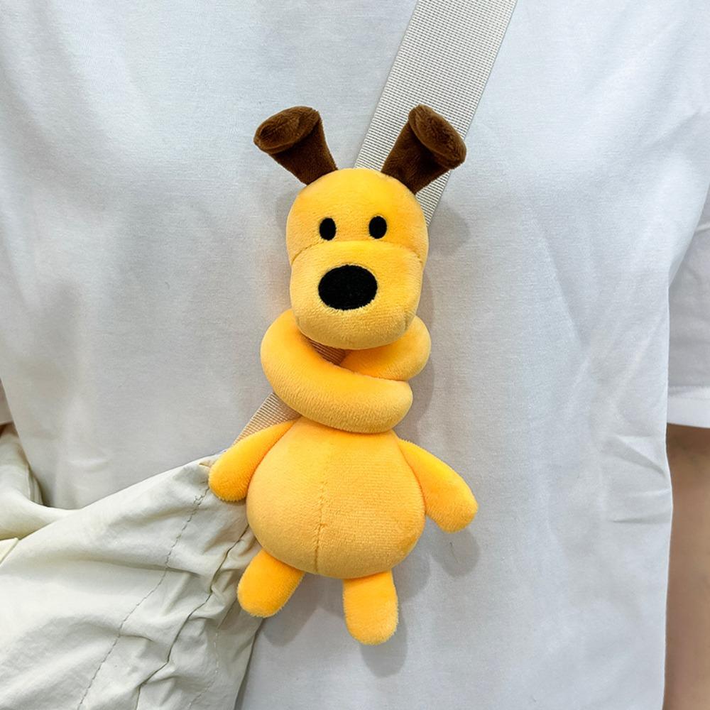 Funny Design Long Neck Rabbit Plush Keychain White Color Panda Plush Pendant  Backpack Accessory