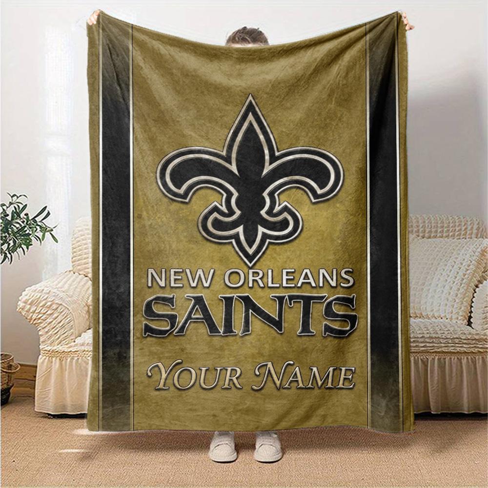 Name Custom New Orleans Saints Print Flannel Blanket High Quality Warm Comfortable Cover for All Seasons Perfect for Gifts Home Decor