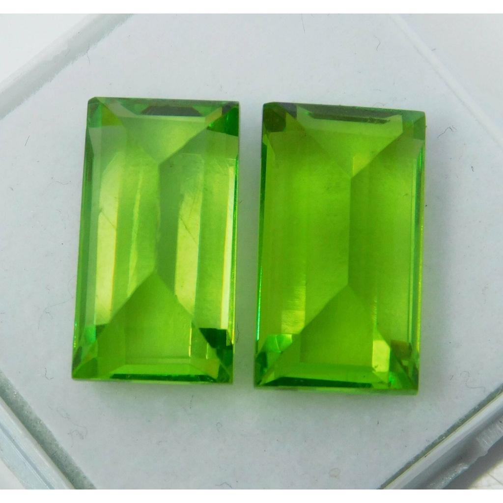 19.00 Ct Natural PERIDOT Faceted Amazing Gems Green Baguette Cut Pair