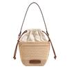 Drawstring bucket bag 2025 summer new casual vacation woven beach bag niche texture versatile shoulder crossbody bag