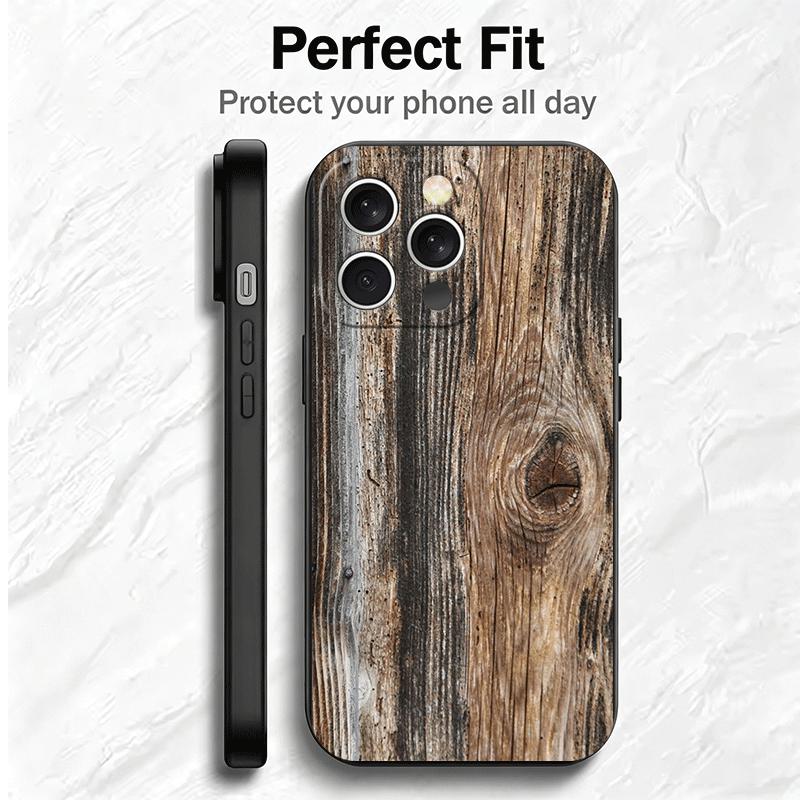 Vintage Wood Grain Pattern Soft Phone Case for iPhone 16 16E 17 Air 15 Pro Max 14 Plus 13 Mini 11 12 7 Black Cover Back Shell