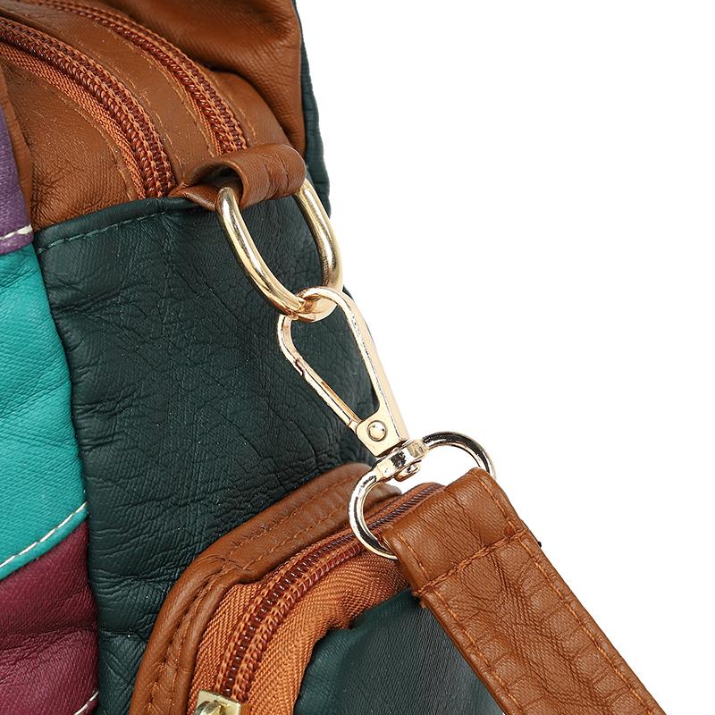 Colorful PU Leather Handbag for Women – Boho-Style Patchwork Design with Braided Details and Adjustable Strap, Perfect for Casual Wear