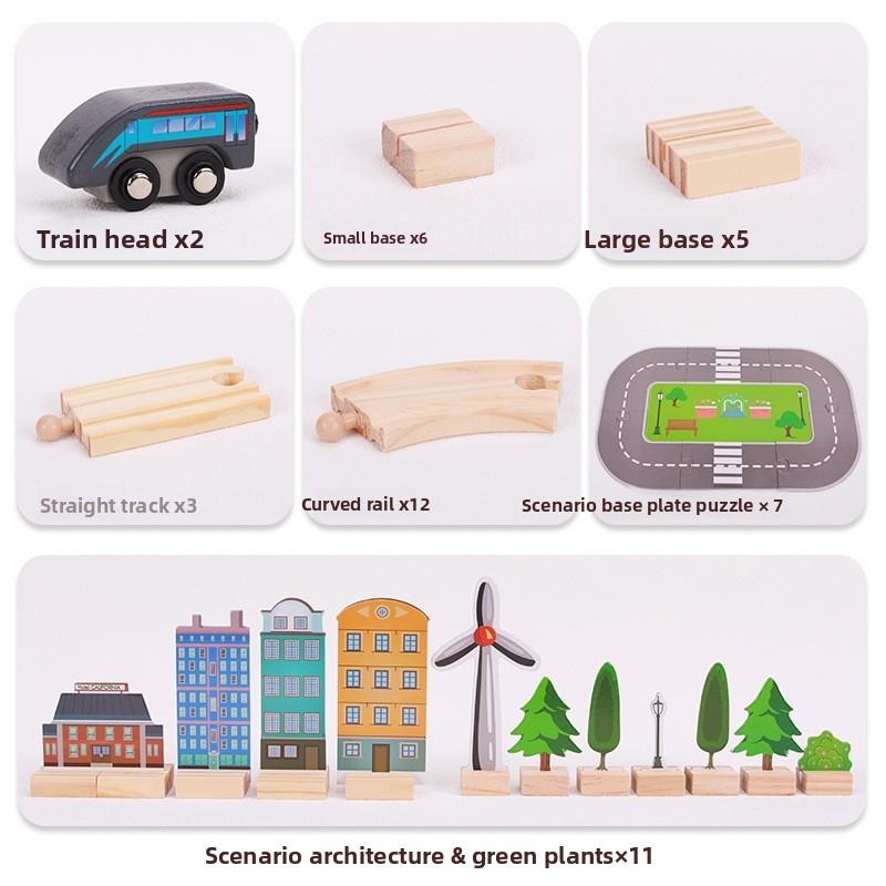 

Track Train Wooden Scene Toy Set For Children Puzzle Building And Play Creative