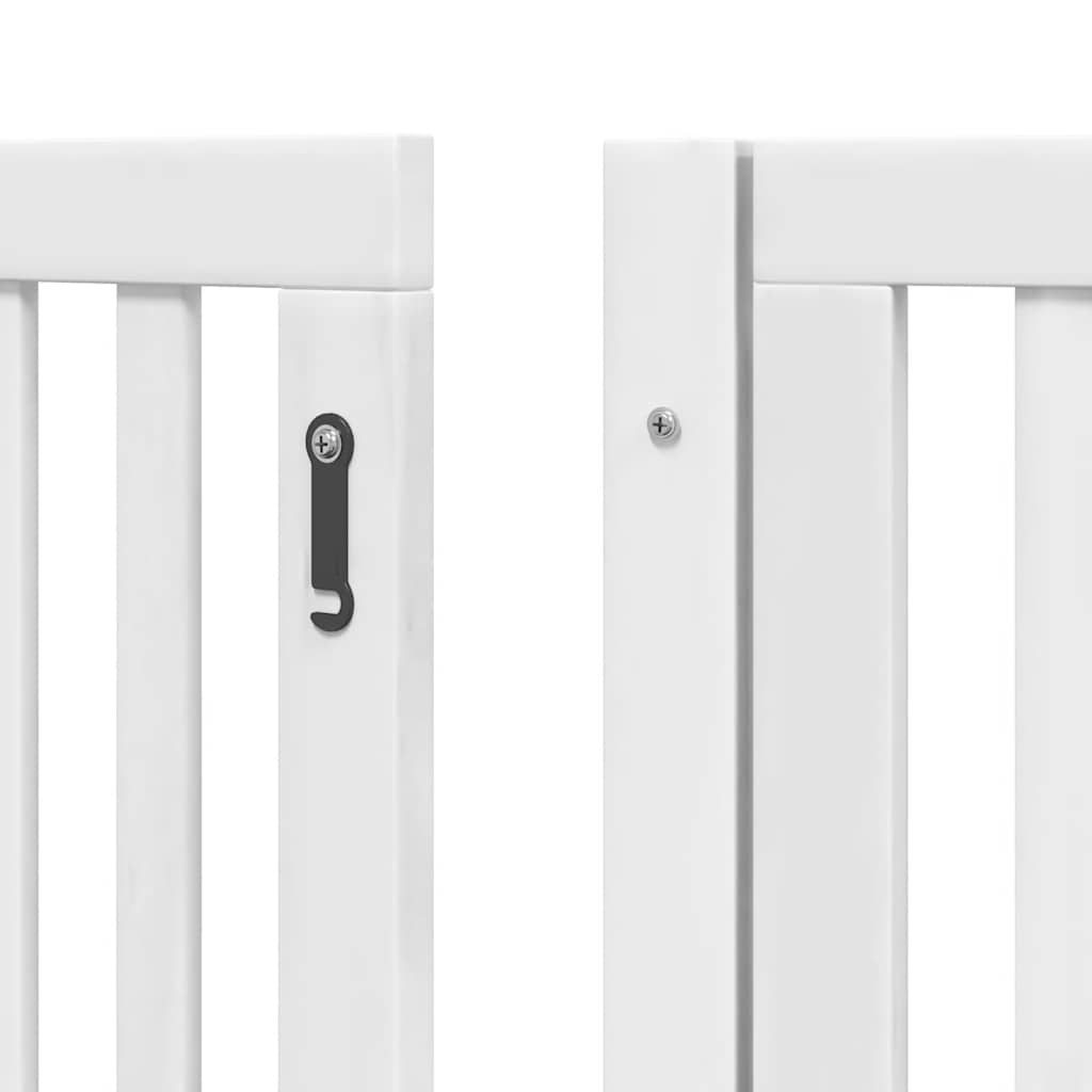6 Piece Foldable White Dog Gate 480 cm Poplar Wood