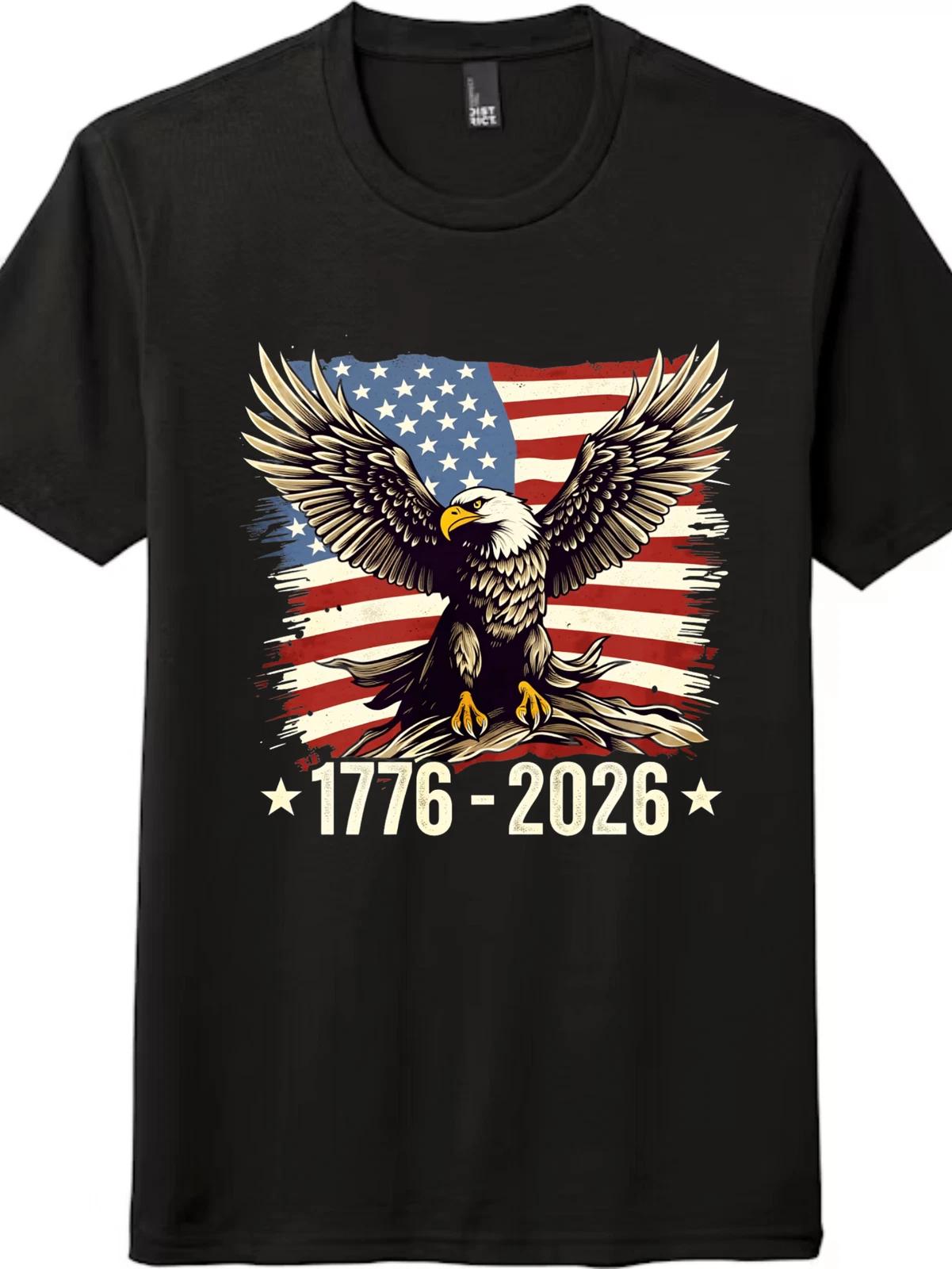Vintage Eagle Patriotic kids boys T-Shirt | Distressed Flag Graphic 1776-2026 Unisex Shirt 100
